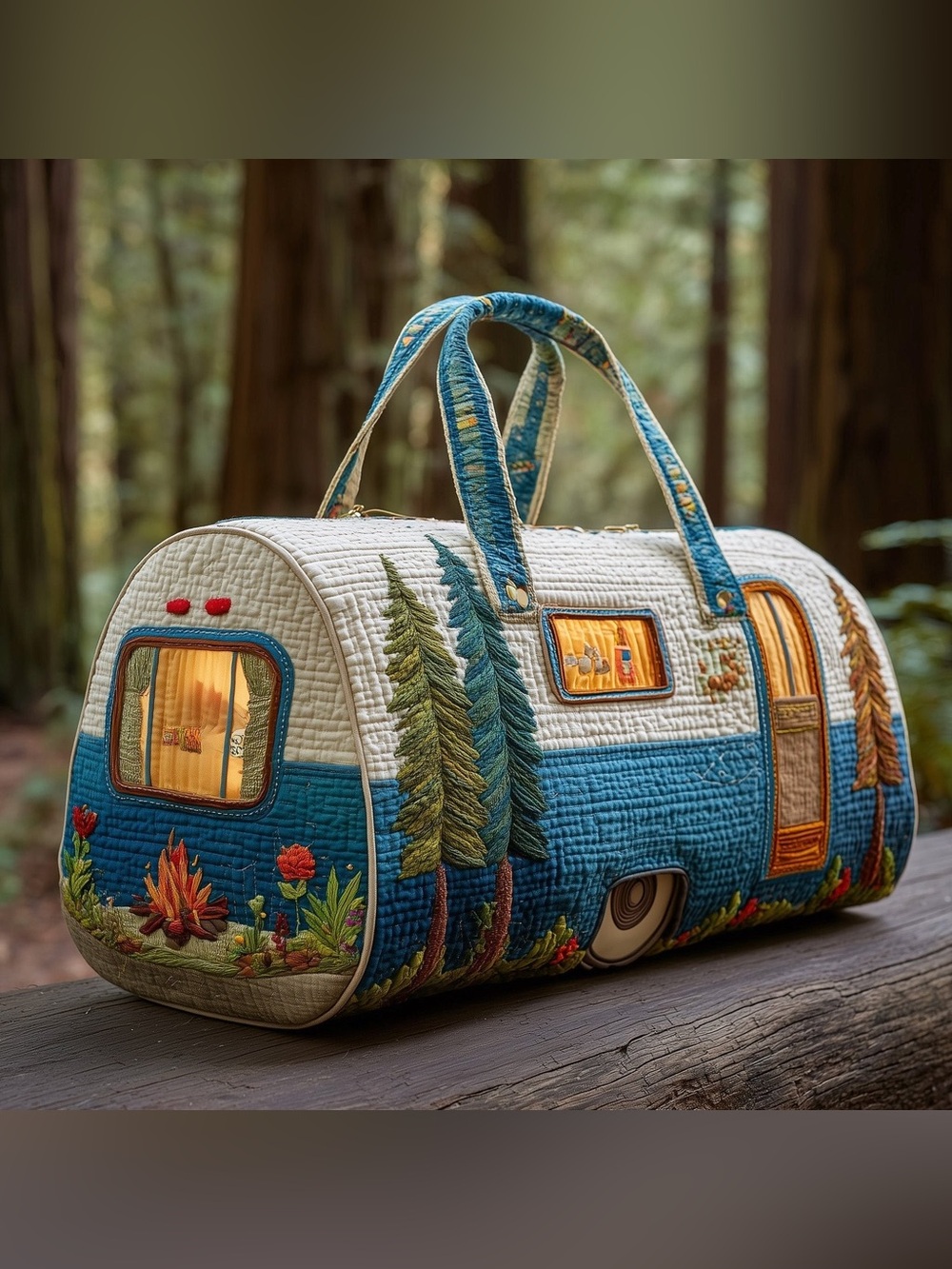 Cozy Camper Quilted Duffle Weekender Bag